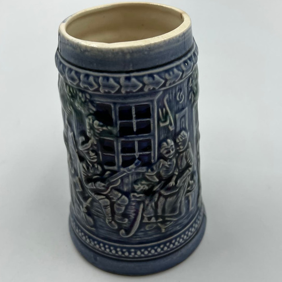 Vintage Glazed Ceramic 3D Large Decorative Souvenir Stein West Germany Blue - Picture 7 of 8